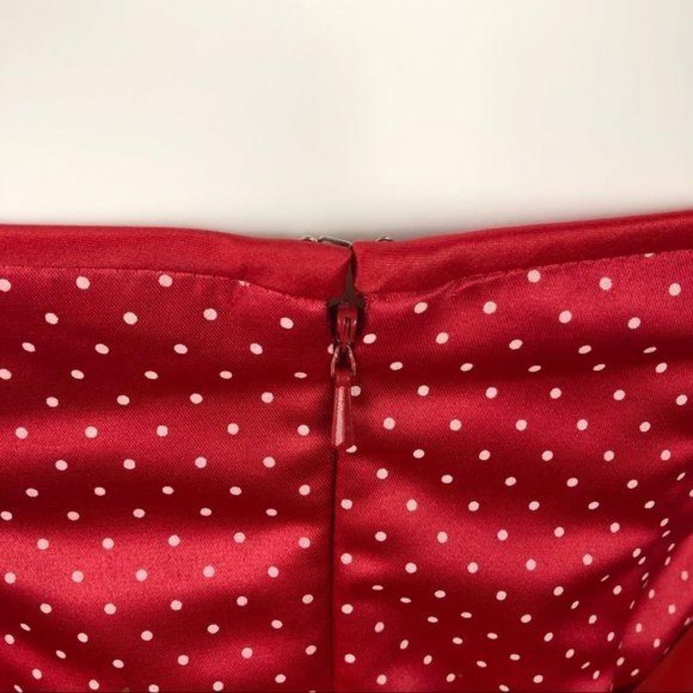GUNNE SAX Vintage Red Strapless Polka Dot Dress - Picture 7 of 9